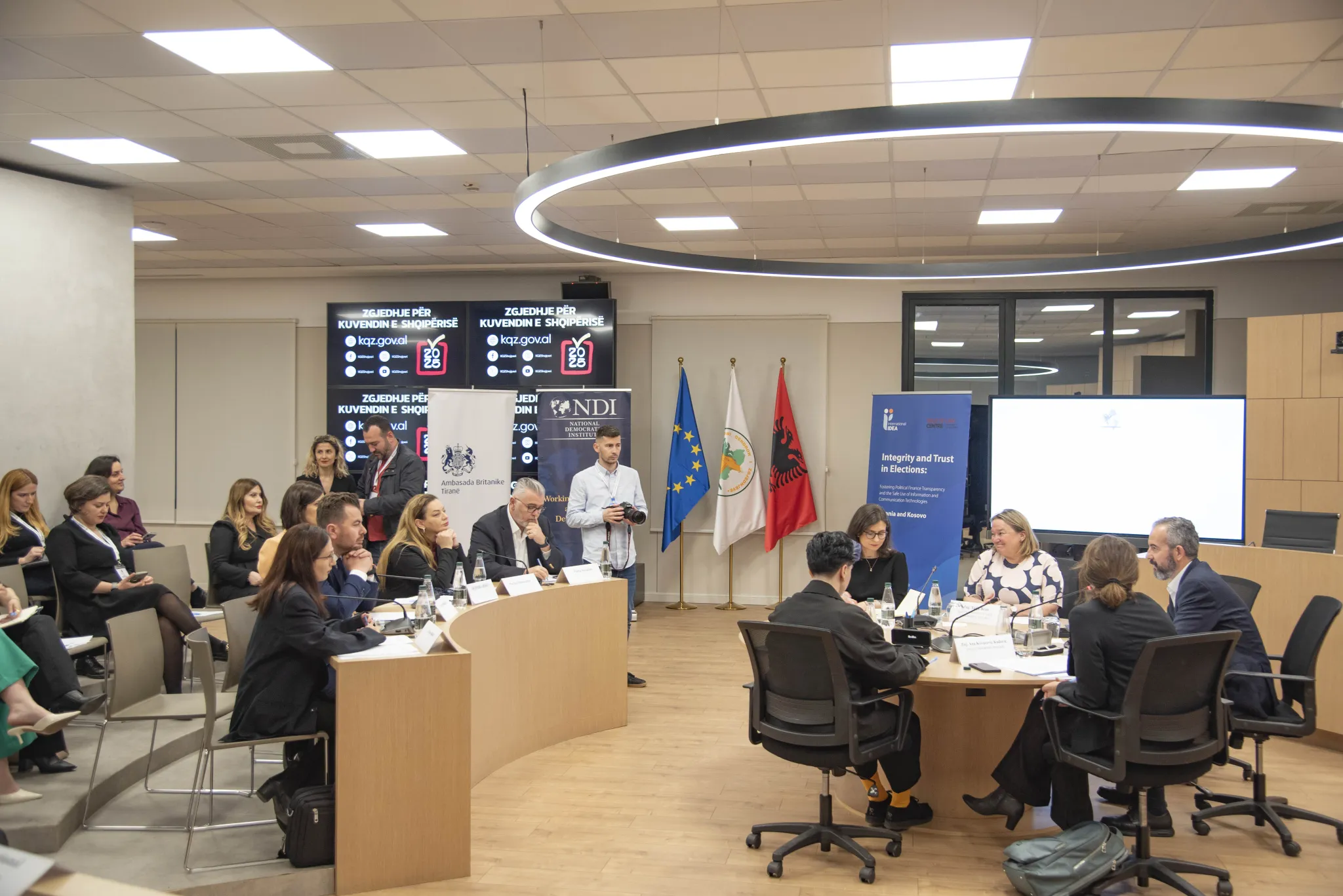 Representatives of Albania’s key political parties sign the Code of Conduct on Digital Campaigning on 25 March at the Central Election Commission in Tirana, Albania. Credit: International IDEA