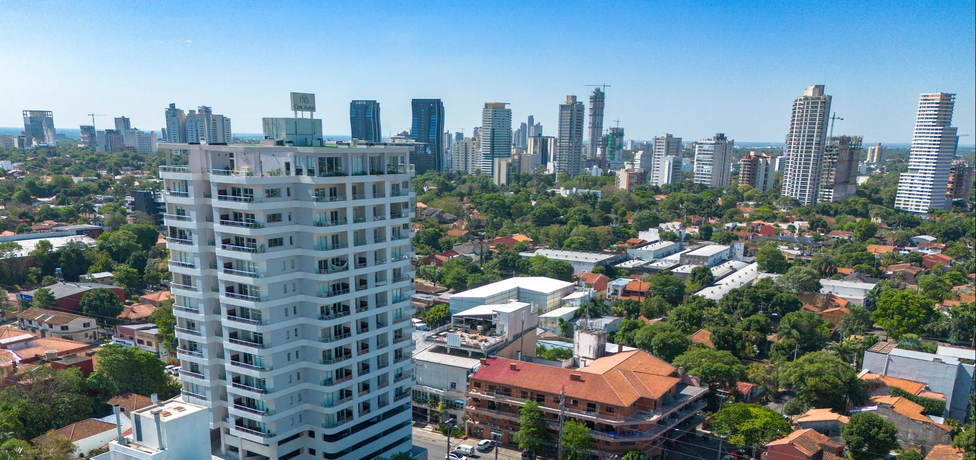 View of Asunción, looking northwest from the northern corner of the neighborhood of Herrera, Edificio Civis Alpha in the foreground. Image credit: Wikipedia.