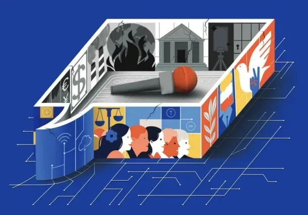 Detalle de la portada del informe Tendencias mundiales en la libertad de expresión y el desarrollo de los medios de comunicación. Crédito de la imagen: UNESCO/Till Noon.