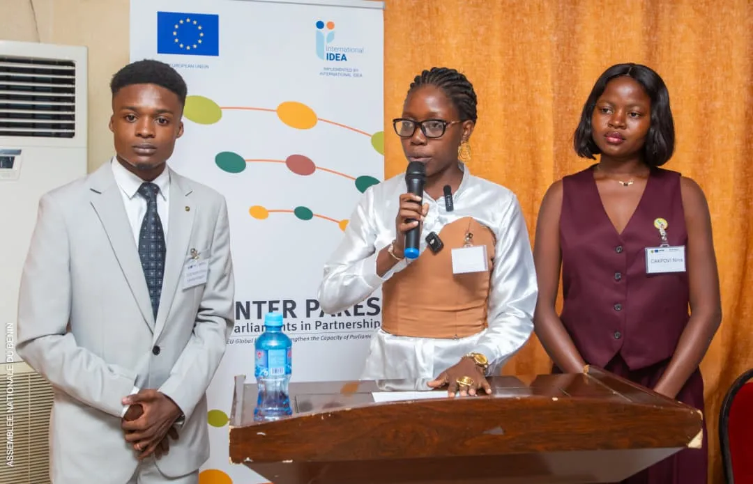 Youth present directly to the National Assembly of Benin at the two day Youth Parliamentary Academy in Grand Popo. Photo credit: Youth Parliament of Benin