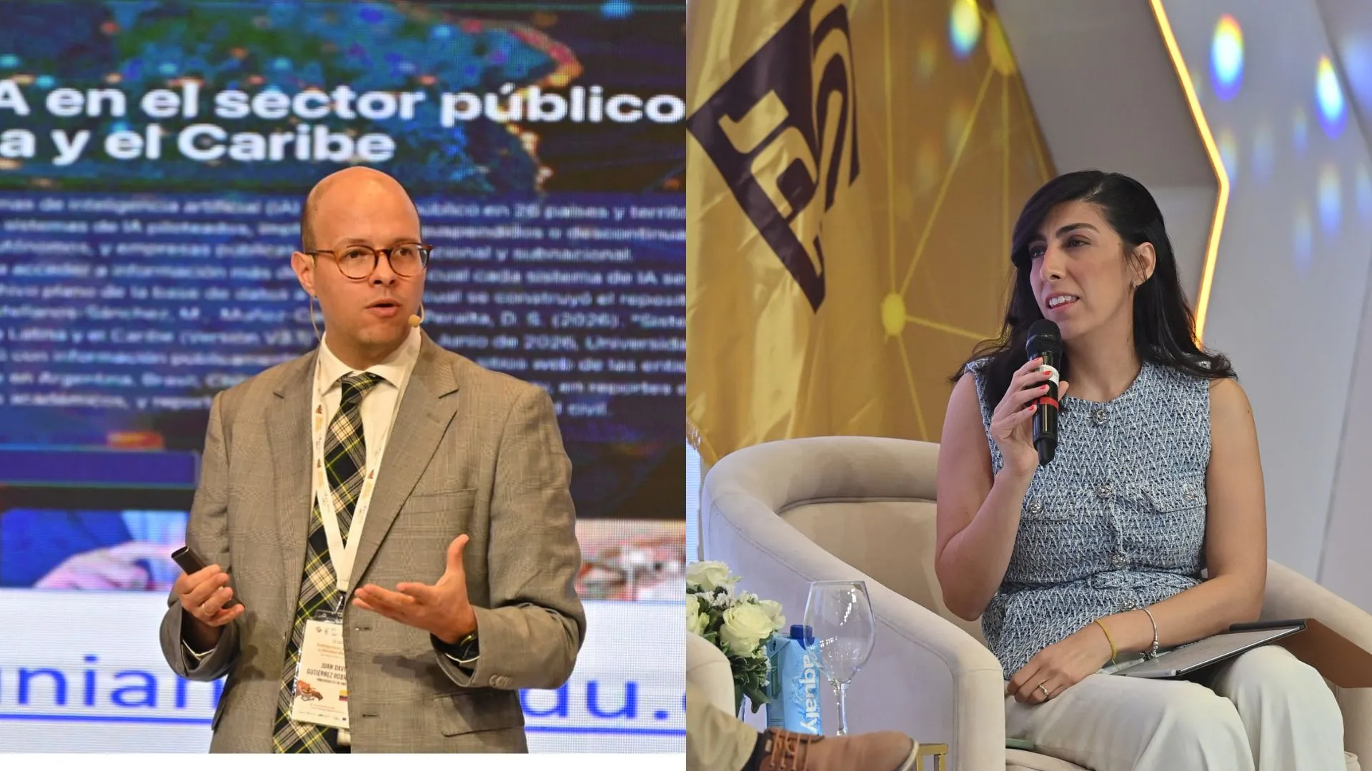 Juan David Gutiérrez, docente de la Universidad de los Andes, Colombia y Lariza Galindo, directora de Gobierno y Economía Digital, CAF – Banco de Desarrollo de América Latina y el Caribe