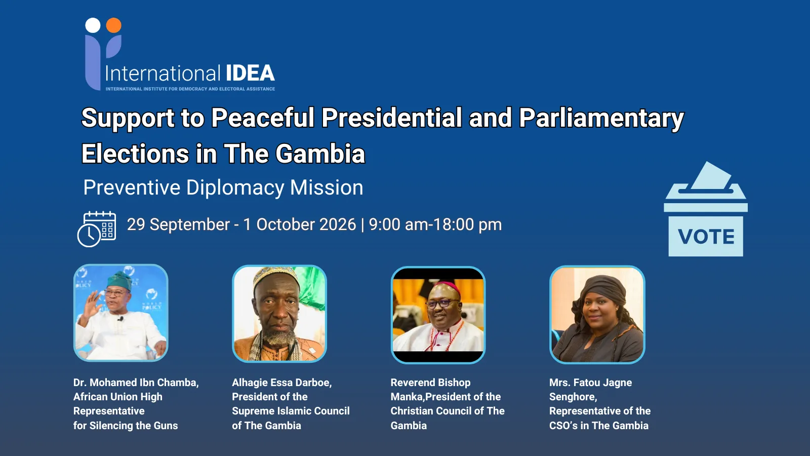 Eminent Person, H.E. Dr. Mohamed Ibn Chambas supported by three nationally trusted Moral Guarantors