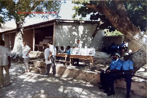 Jeff Fischer inspecting a poll site