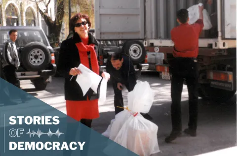 Irena Hadžiabdić and security forces protecting the election materials and results and preparing them for transport
