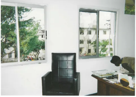 Office windows broken out by stone throwing rioters at the Guyana Elections Commission