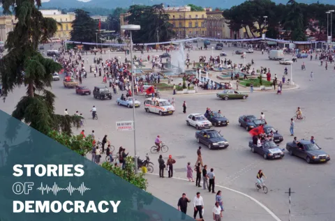 Democratic Party celebrating in Tirana – Albania – 1996