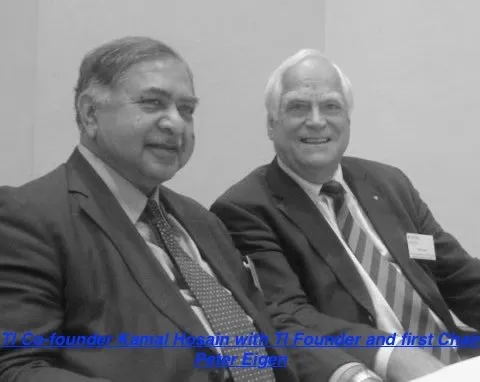 Transparency International co-founder Kamal Hosain with TI founder and first chair Peter Eigen