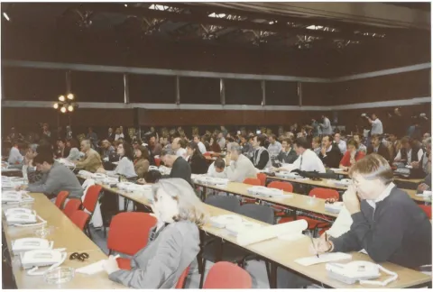 International Press Corps covering a news conference on the election results.