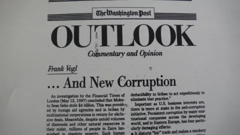 Newspaper article about Transparency International