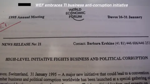 World Economic Forum Embraces Transparency International business anti-corruption initiative