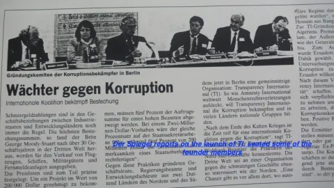 Newspaper article about Transparency International 