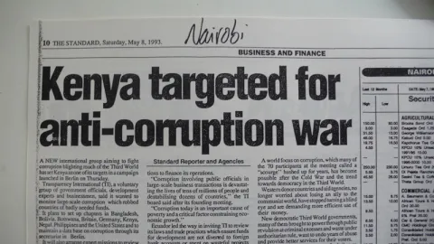 Newspaper article about Transparency International 