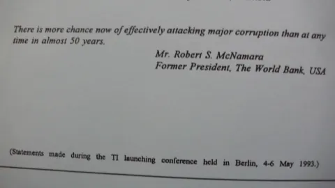 Quote about Transparency International from 1993