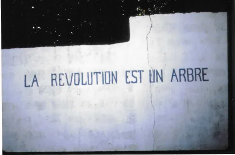 Mural with the campaign slogan - The Revolution is a Tree