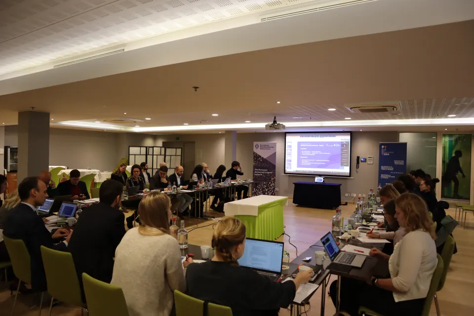 Europe-based democracy and human rights experts discussing the EU’s Defence of Democracy Package.
