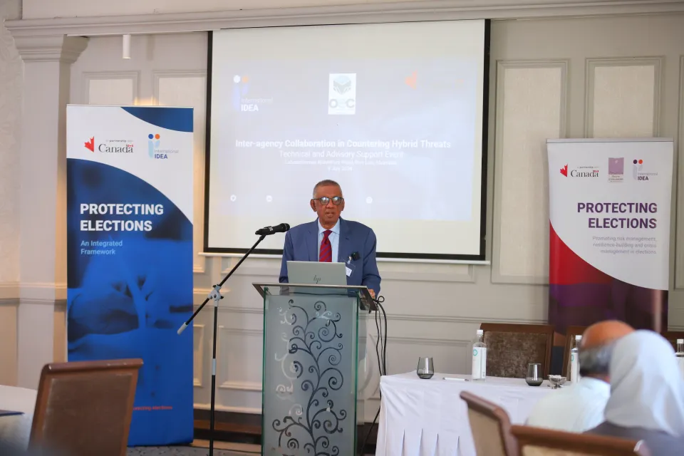 Commissioner Rahman opening remarks. Photo by Lume Production Company Ltd / International IDEA. 