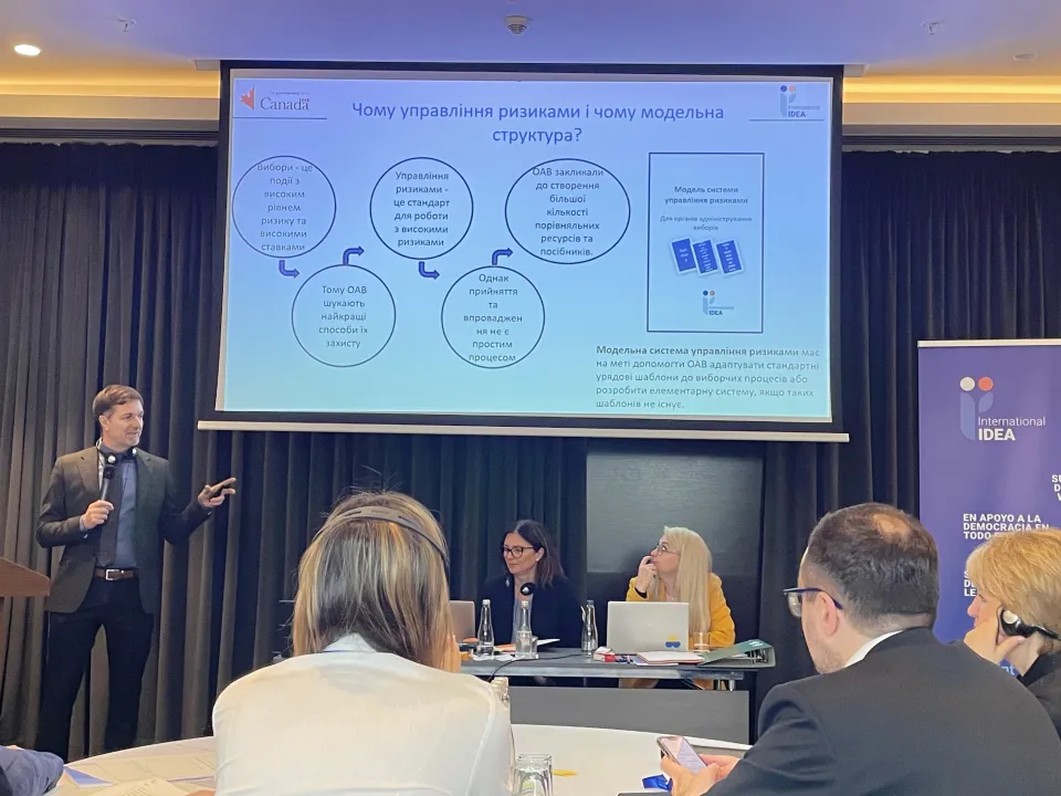  Sead Alihodzic, Principal Adviser Elections, Conflict and Risk Management, presentation. Photo by International IDEA.