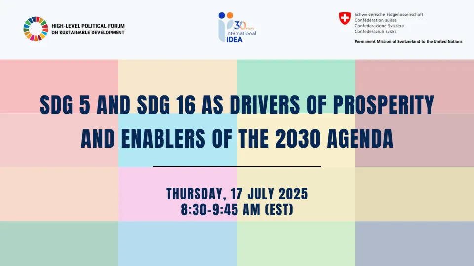 Event hosted by International IDEA and the Permanent Mission of Switzerland to the UN in the margins of the High-Level Political Forum