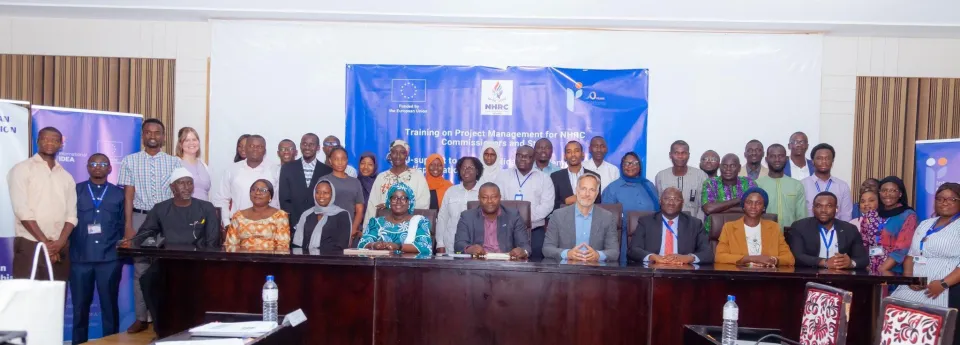 NHRC Commissioners and Staff together with International IDEA Officials during the closing ceremony of the project management training