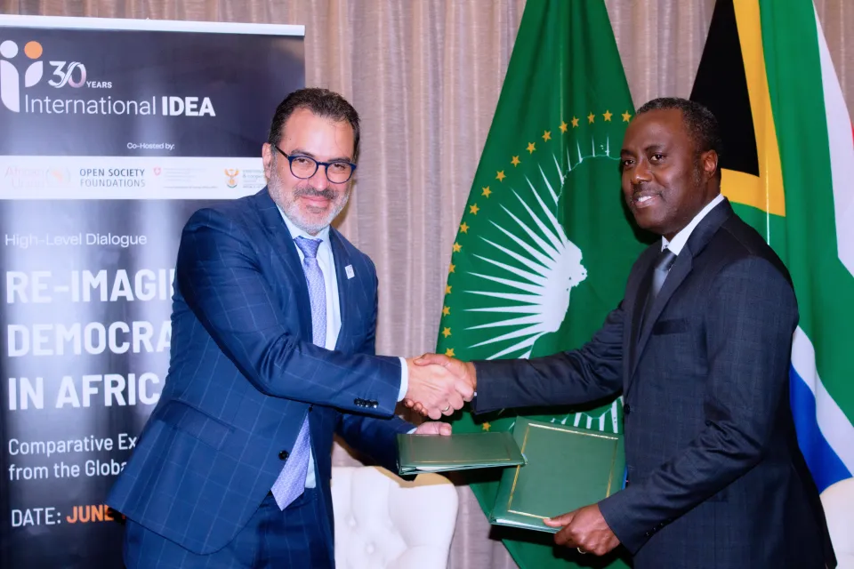 Dr Kevin Casas-Zamora, Secretary-General of International IDEA and Deputy Director-General for the Branch Public Diplomacy at the Department of International Relations and Cooperation (DIRCO), during the signing in Pretoria, South Africa.