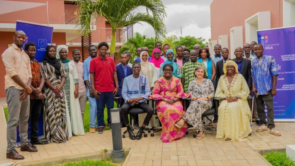 Vice President of GPU, Head of International IDEA Country Office, EU Ambassador posing after the official opening of the validation exercise of the Draft Code of Conduct.