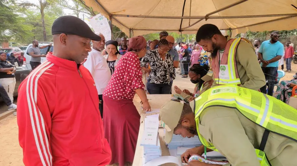 Electoral station at the Nigerian presidential election in 2023. Image credit: Xinhua/Guo Jun (Peoplesdispatch.org)