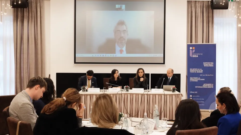 Photo from the first panel at the regional conference in Tirana