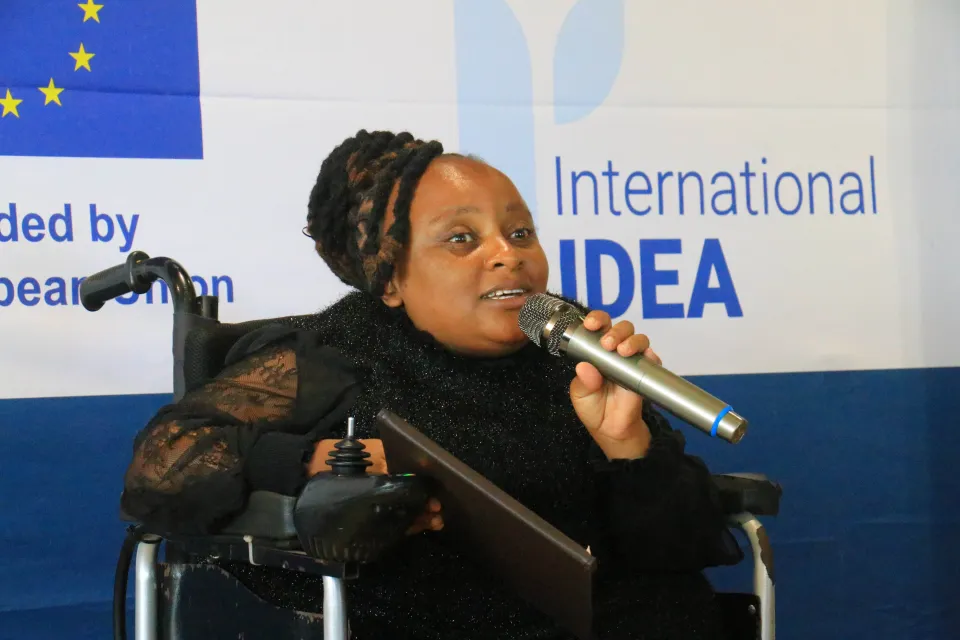 Catherine Syokau, a young political activist from Kenya participating in a group activity during the young women’s empowerment academy.