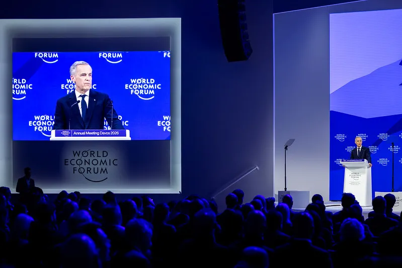 Special Address by Mark Carney, Prime Minister of Canada at the World Economic Forum Annual Meeting 2026 in Davos-Klosters, Switzerland, on 20 January. ©2026 World Economic Forum / Ciaran McCrickard