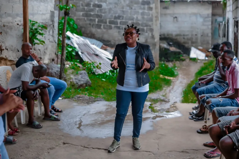 Hermina conducting a sensibilisation activity