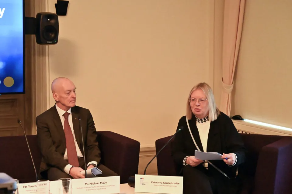 Michael Malm and Katarzyna Gardapkhadze during the panel discussion.