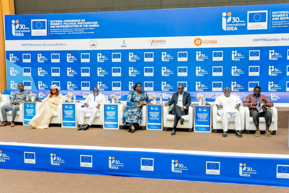 Political party leaders panel session on how to advance women leadership within their parties at the first-ever National Conference on Women’s Political Participation and Representation in The Gambia, held on 15-16 December 2025 at the Sir Dawda Kairaba Jawara International Conference Centre in Banjul.