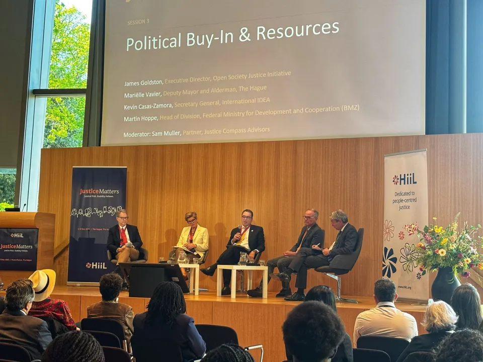 International IDEA’s Secretary-General, Kevin Cssas-Zamora speaking in Session 3 of the conference, entitled “Political Buy-In and Resources”, The Hague., 7 May 2026.