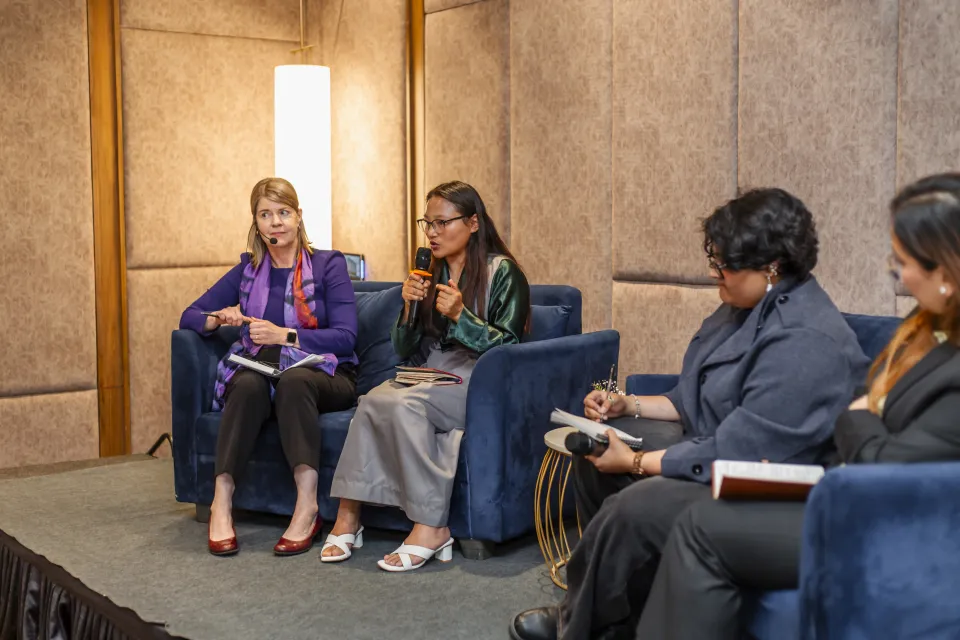 Leena Rikkilä Tamang, Regional Director for Asia and the Pacific, hosting one of three Fireside chats with Gen Z leaders from Nepal. Credit: International IDEA, 2026