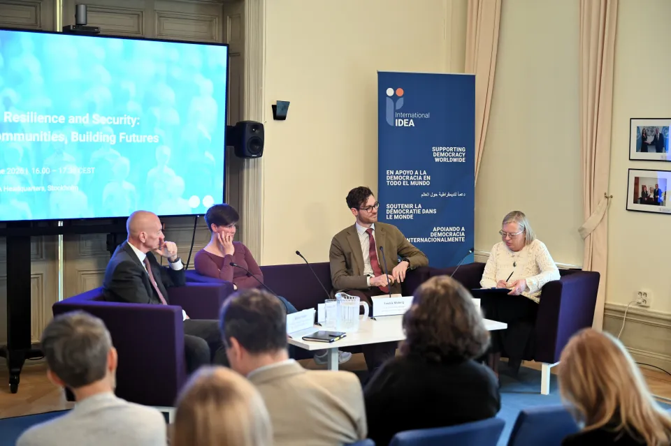 Michael Malm, Hanna Gunnarsson, Fredrik Moberg and Katarzyna Gardapkhadze (from left to right) during the panel discussion.
