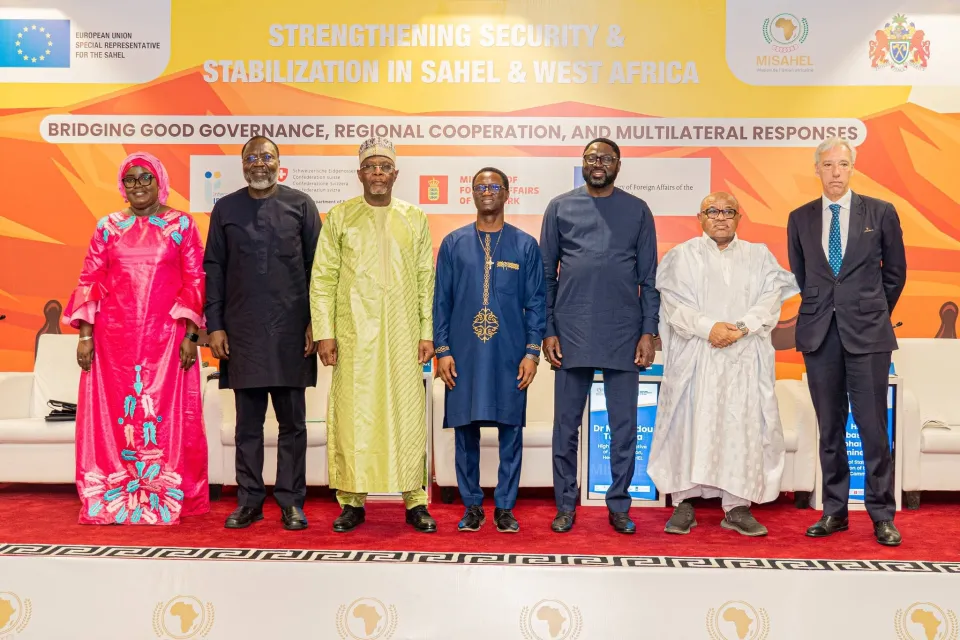 Stakeholders from the regional blocs posed for a group photo at the MISAHEL Workshop held in Banjul from 23-24 April 2026