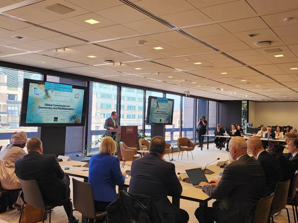 The High-Level Dialogue on Multilateralism and Democracy, organized by International IDEA and Club de Madrid, marking the launch of the Global Commission on Democracy and Multilateralism report in New York on 23 September 2026.