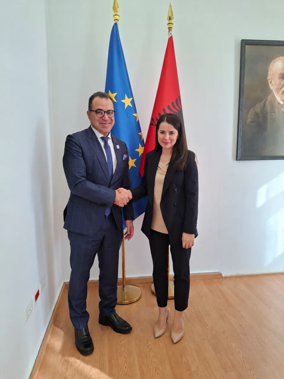 International IDEA SG Dr. Kevin Casas-ZAmora and Mrs. Adea Pirdeni, Minister for Public Administration and Anticorruption