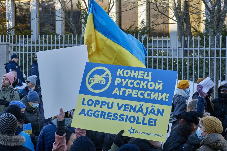 Image credit: <a href="https://commons.wikimedia.org/wiki/File:We_Stand_with_Ukraine_protest_in_Helsinki,_Finland,_2022_February_-_14.jpg">rajatonvimma /// VJ Group Random Doctors</a>