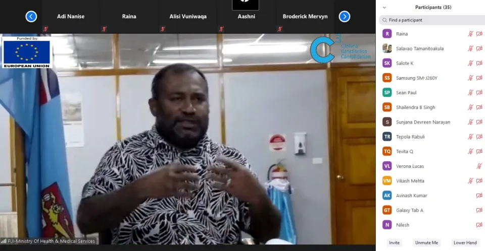 The Hon. Dr Ifereimi Waqainabete explaining the response of the Ministry.