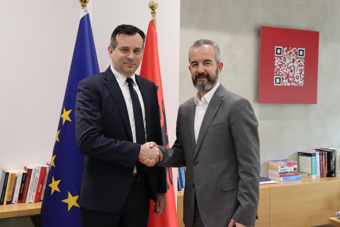 Mr. Oleh Didenko, Chairperson of the Central Election Commission of Ukraine and Mr. Ilirjan Celibashi, the State Election Commissioner of Albania, Tirana, May 9, 2025