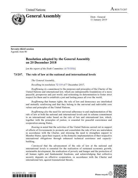 Un Rules The rule of law at the national and international levels | UN and ...
